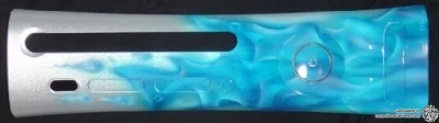 Microsoft Xbox 360 Blue Flames - Design 1 on Silver Faceplate