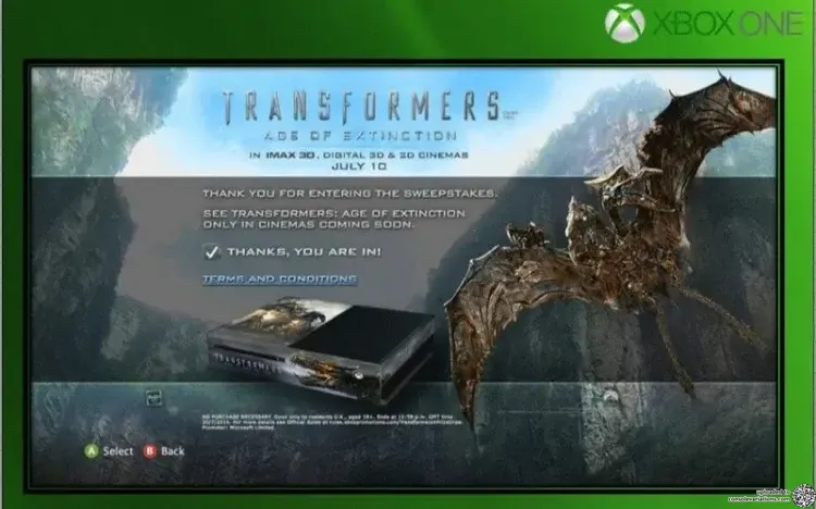 Microsoft Xbox One Transformers Age of Extinction