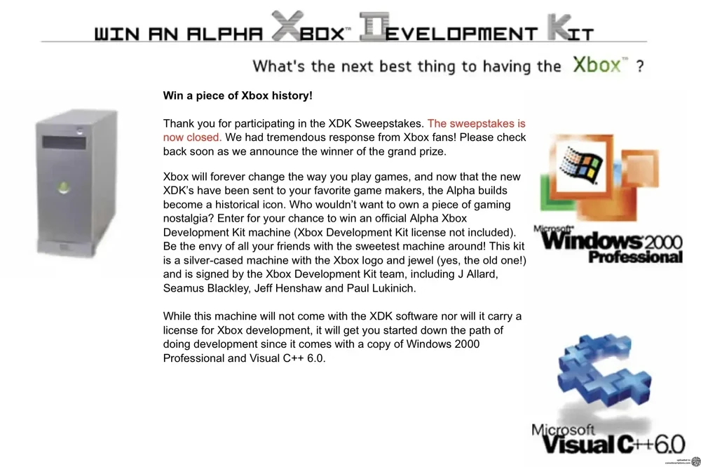 Xbox Alpha Kit XDK Team Giveaway console
