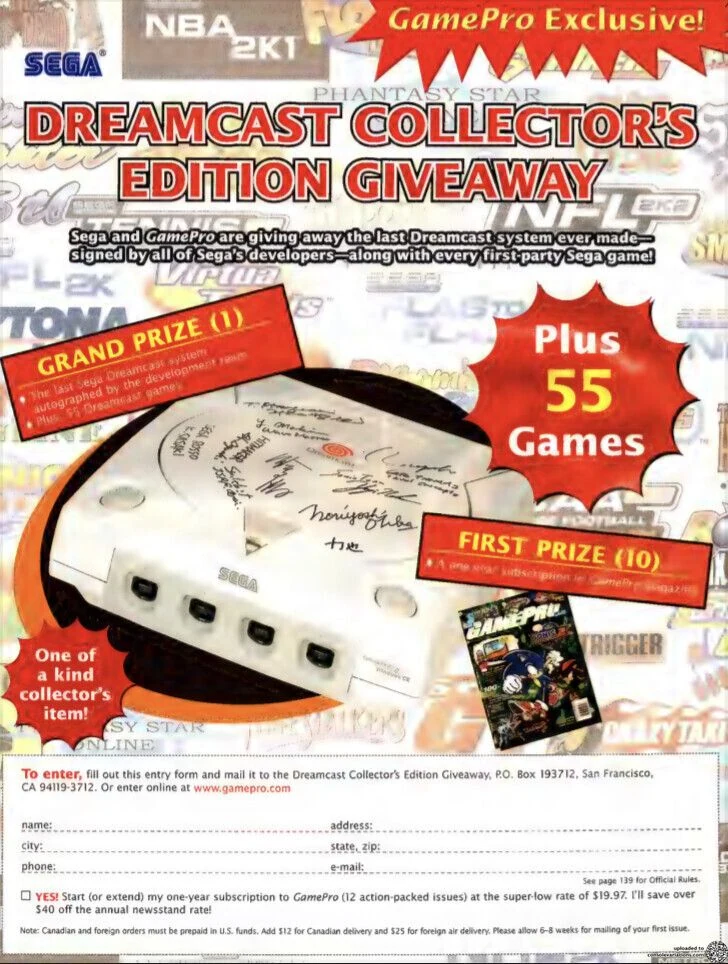 Sega Dreamcast Sega Team Signed