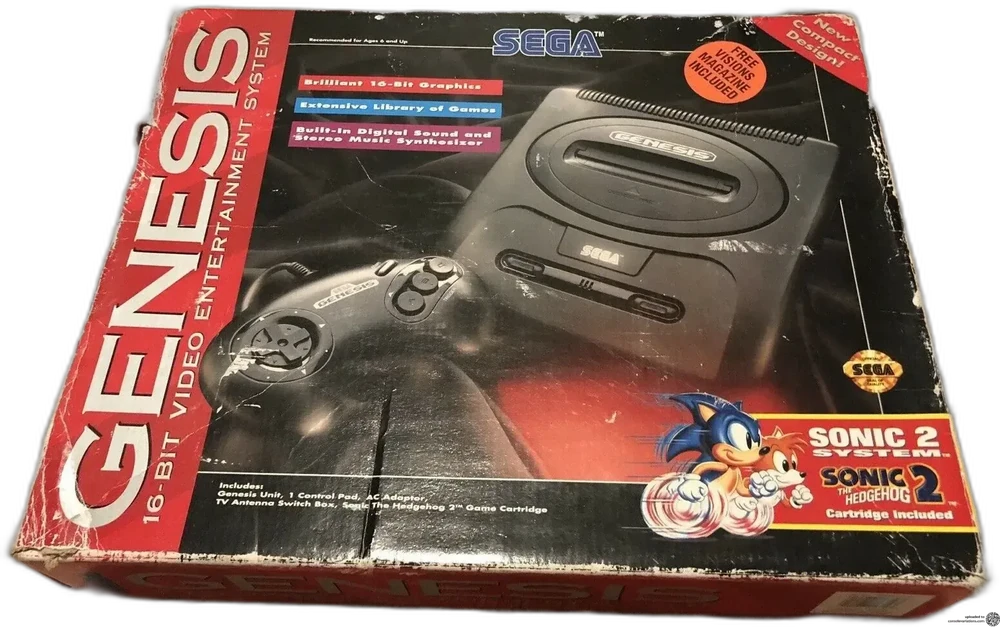 Sega Genesis Model 2 Sonic 2 System Visions Magazine Bundle