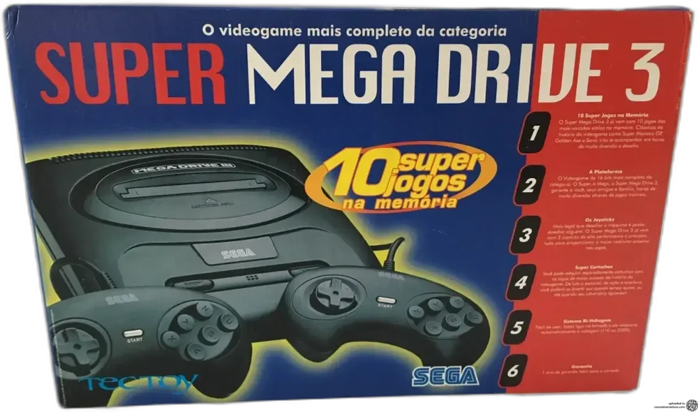 Tec Toy Super Mega Drive 3 10 Super Games and 2 Normal Controllers Bundle