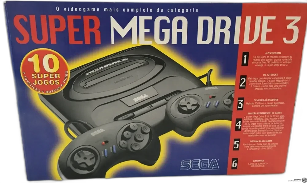 Tec Toy Super Mega Drive 3 10 Super Games and 2 Turbo Controllers Bundle