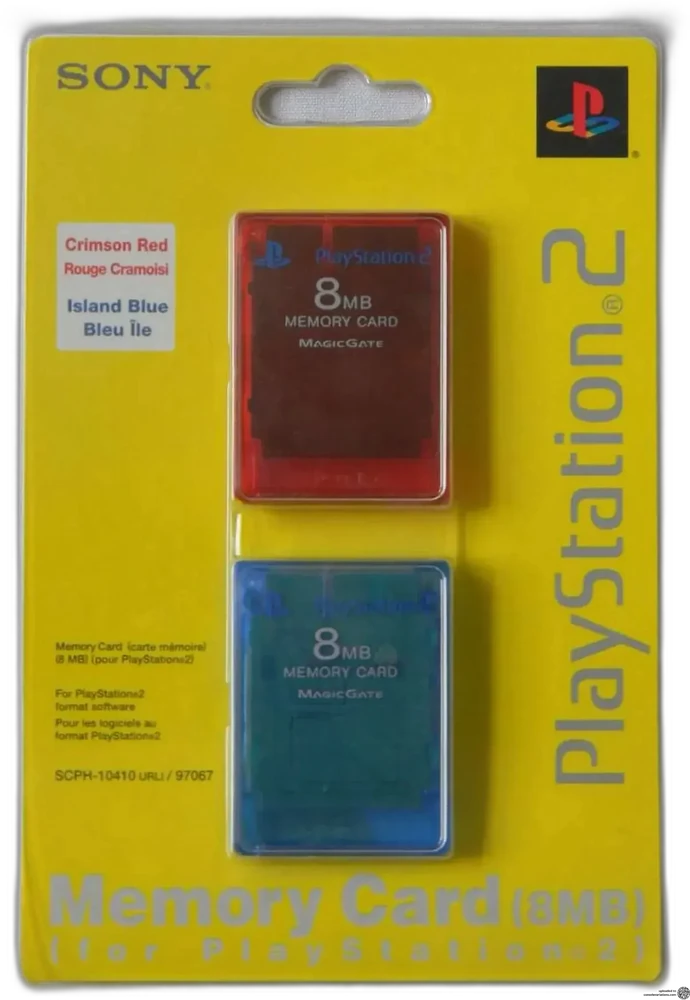 Sony PlayStation 2 Crimson Red + Island Blue Memory Cards