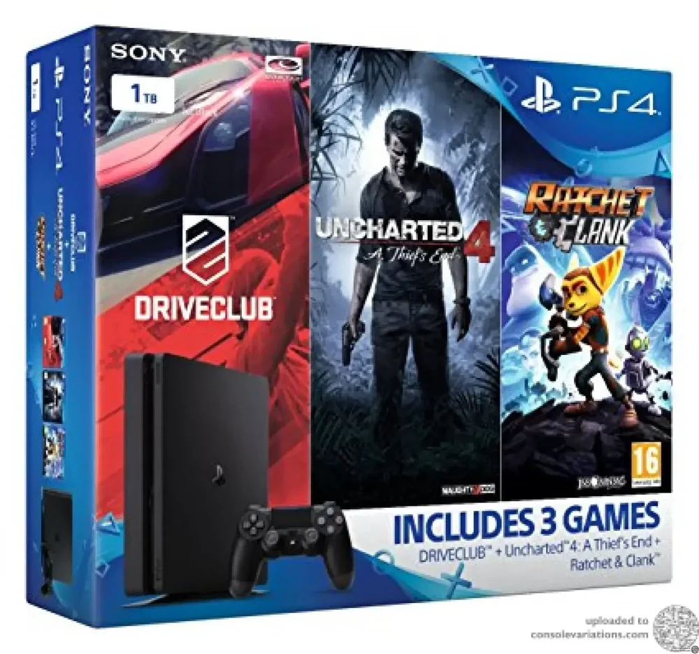 Sony PlayStation 4 Slim Driveclub + Uncharted 4 + Ratchet & Clank Bundle