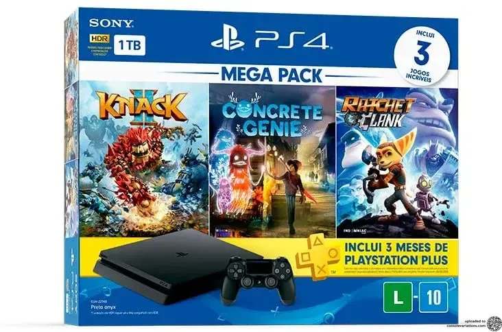 Sony PlayStation 4 Slim Mega Pack Knack 2, Concrete Genie and Ratchet & Clank (BR)