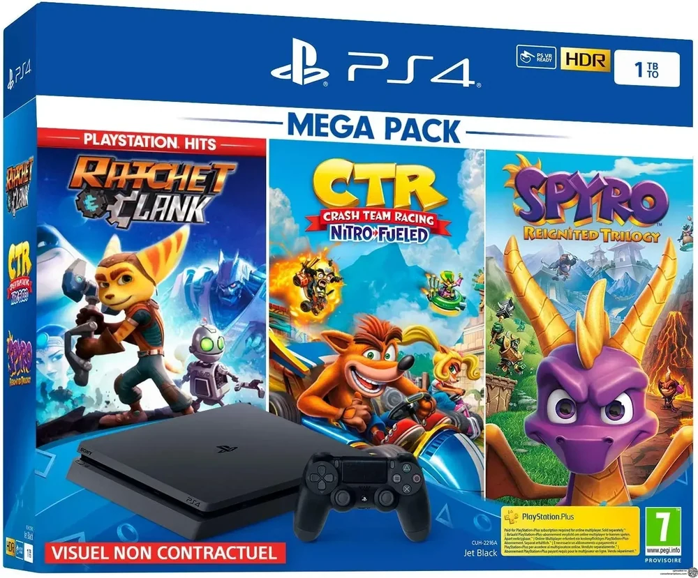Sony Playstation 4 Slim Ratchet & Clank+ Spyro Reignited + Crash Team Racing Bundle