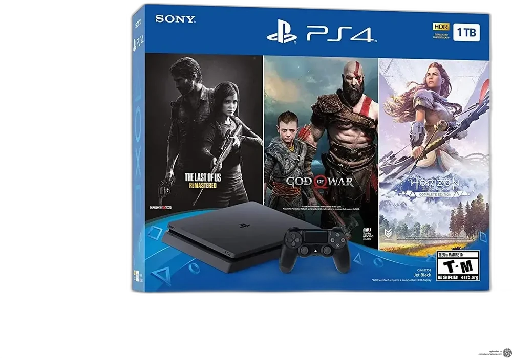 Sony Playstation 4 Slim The Last of Us Remastered + God of War + Horizon Zero Dawn Bundle