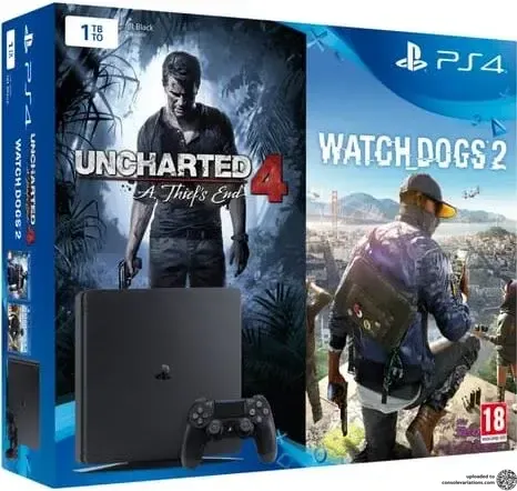Sony PlayStation 4 Slim Uncharted 4 + Watch Dogs 2 Bundle