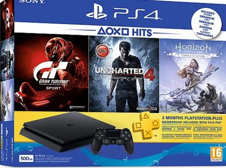 Sony PlayStation 4 Slim Uncharted + Gran Turismo Sport + Horizon Zero Dawn Bundle