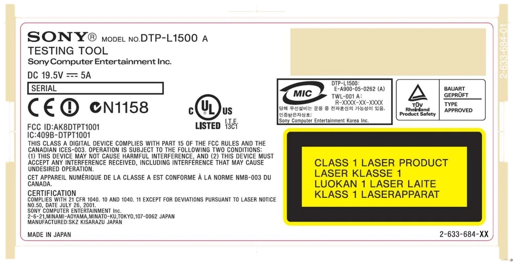 Sony PSP DTP-L1500 Testing Tool